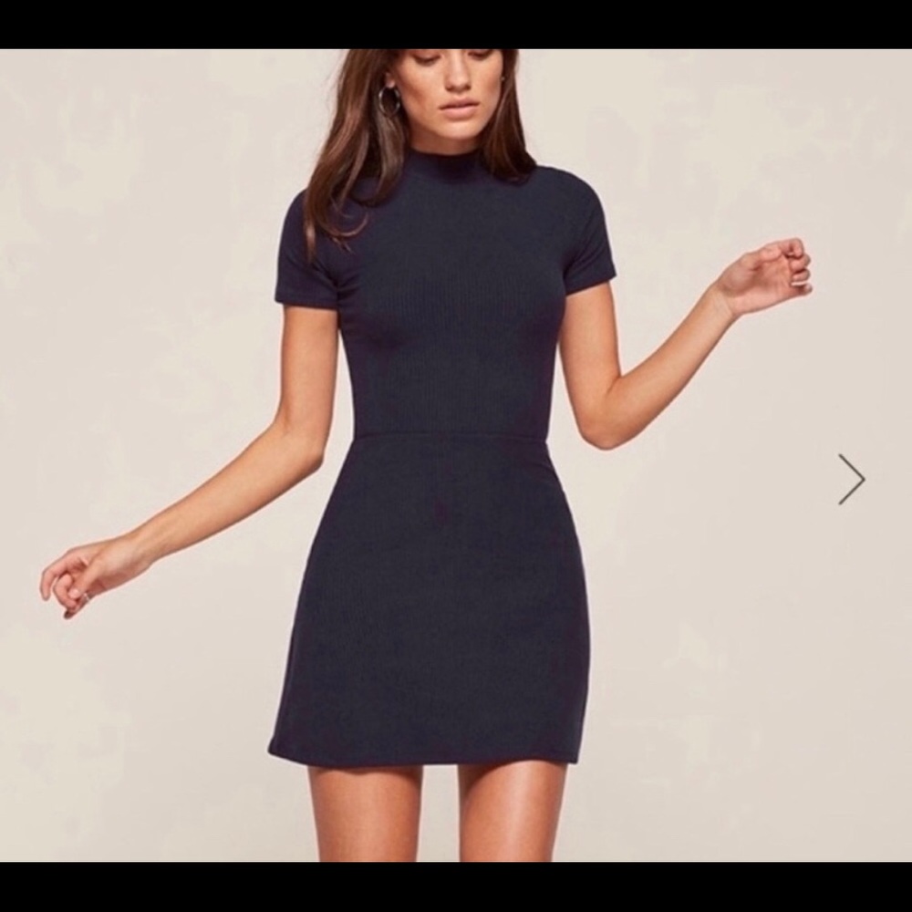 Reformation navy Stowe mini dress S B2
